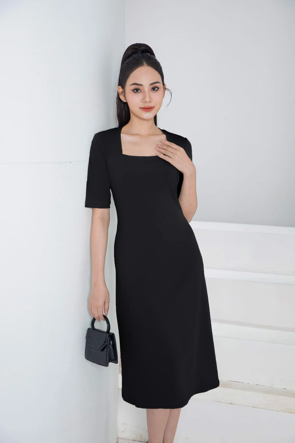 Lịch sử giá Đầm suông nữ Quảng Châu thiết kế dáng dài cổ trụ siêu xinh,  chất len co dãn dày đẹp, Váy len suông nữ mùa đông tay lỡ rẻ đẹp